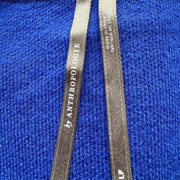 Anthropologie Size L Petite Blue Knit Long Sleeve Half Zip Sweater Mini Dress - Picture 5 of 16